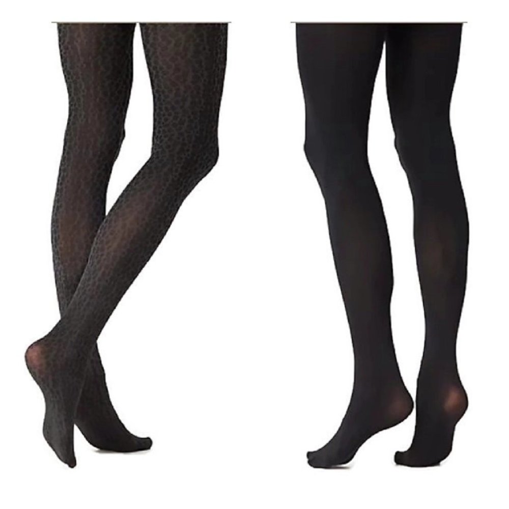 Legacy Animal Print & Solid Control Top Tights C TWO Pack